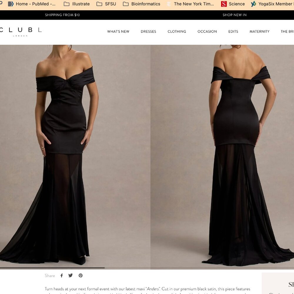 Anders Black Satin Bardot Maxi Dress With Sheer Skirt by Club L London